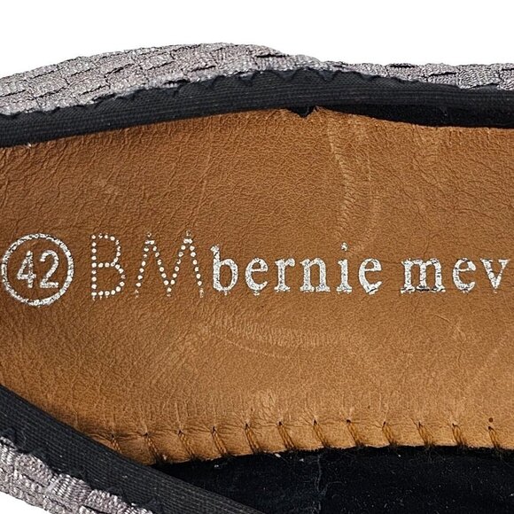 BERNIE MEV Pewter Metallic & Black Round Toe Elastic Gored Slip On Flat Size 42 - Picture 6 of 9